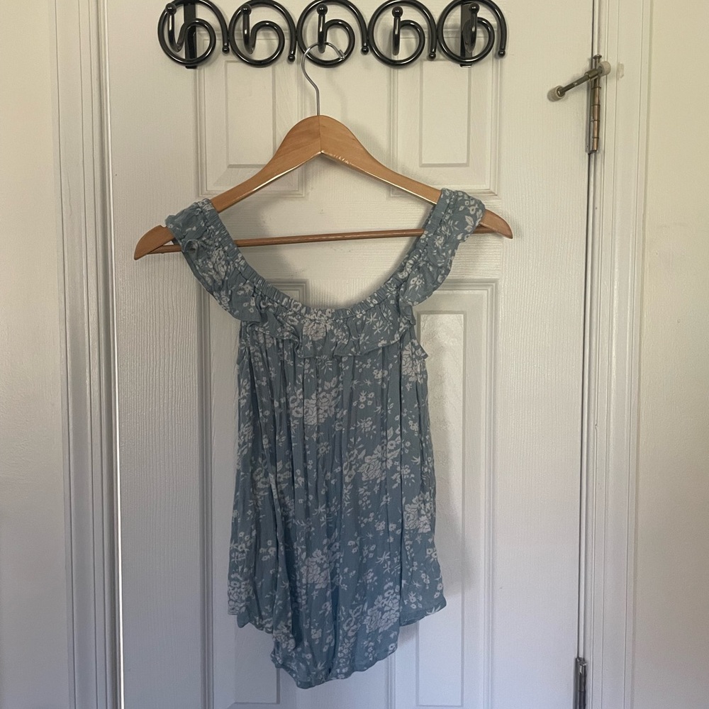 RL Denim&Supply Floral Off-The-Shoulder Flounce Top - Picture 8 of 8